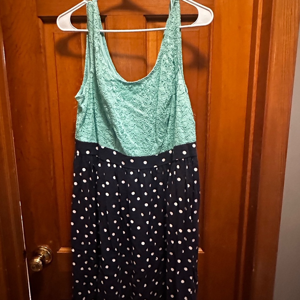 Elegant Green and Black Polka Dot Dress